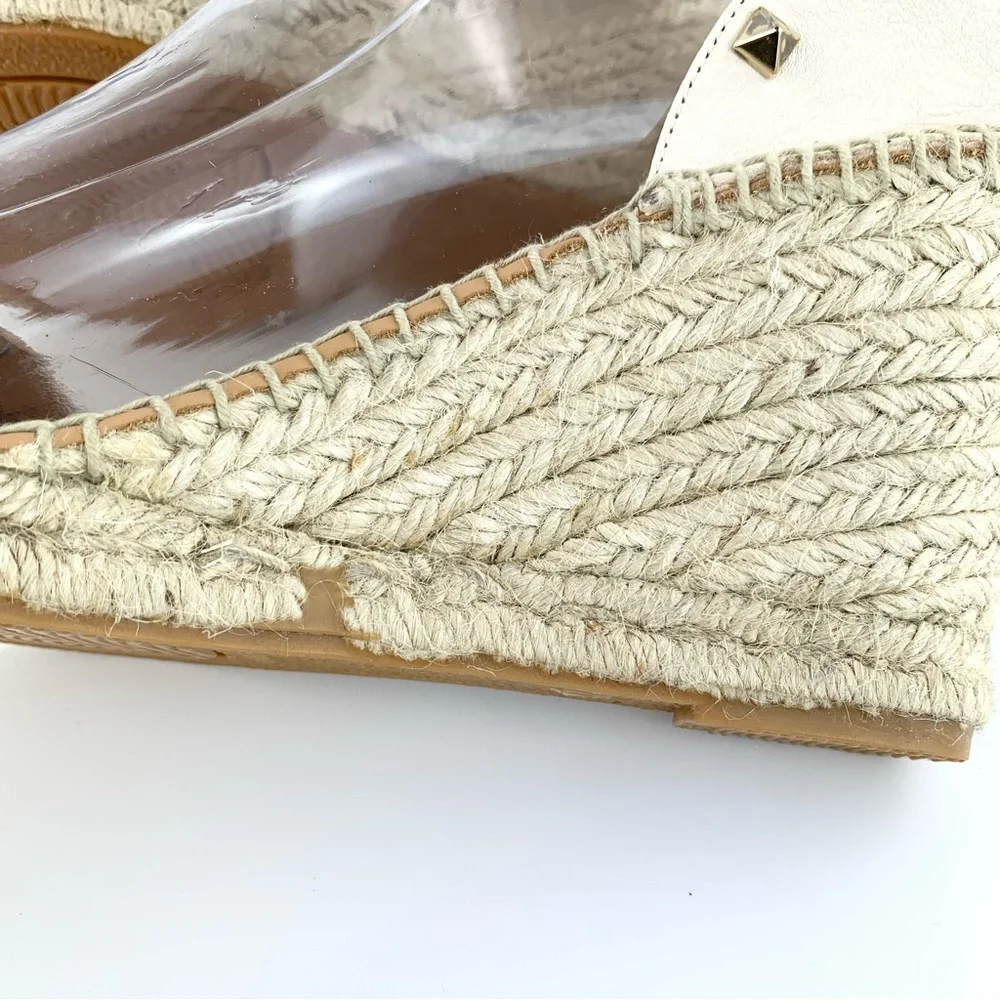 NEW! Anthropologie Maypol White Leather Wrap Espadrille Wedges Size 40 9